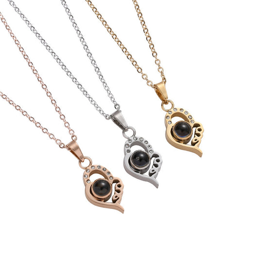PX03 - Custom Photo Projection Teardrop Heart Necklace – Rose Gold, Silver, or Gold Colour