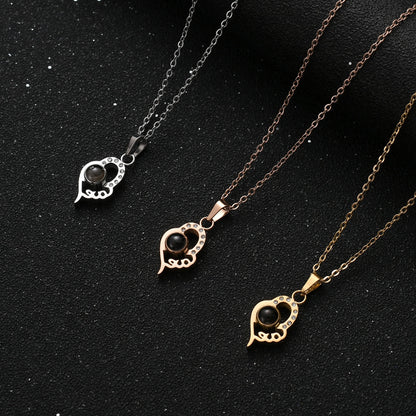 PX03 - Custom Photo Projection Teardrop Heart Necklace – Rose Gold, Silver, or Gold Colour