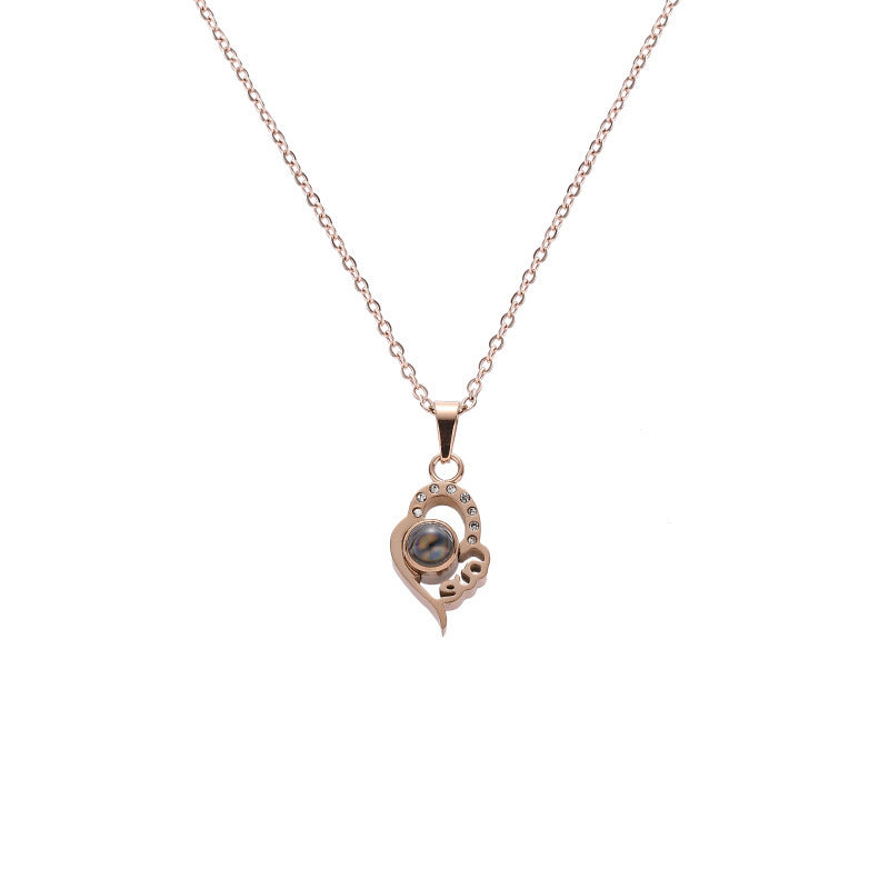 PX03 - Custom Photo Projection Teardrop Heart Necklace – Rose Gold, Silver, or Gold Colour