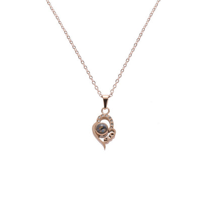 PX03 - Custom Photo Projection Teardrop Heart Necklace – Rose Gold, Silver, or Gold Colour
