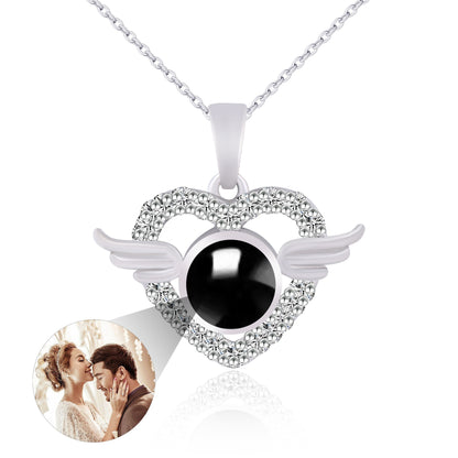 PX42 Angel Wings Heart Projection Necklace – A Keepsake of Eternal Love