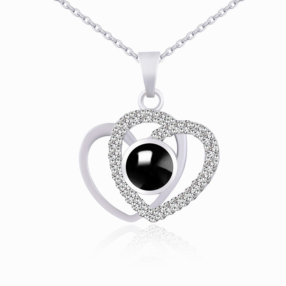 PX43 💖 Double Heart Custom Photo Projection Necklace – A Love That Shines Forever
