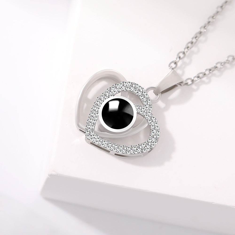 PX43 💖 Double Heart Custom Photo Projection Necklace – A Love That Shines Forever