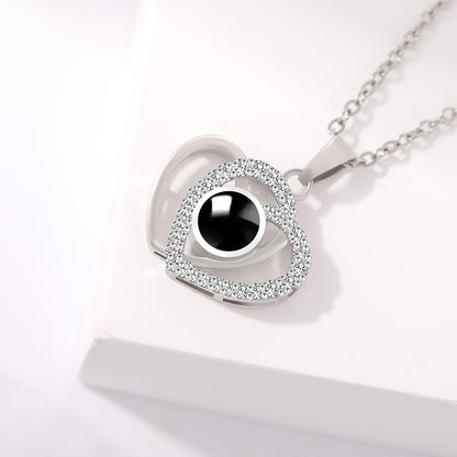 PX43 💖 Double Heart Custom Photo Projection Necklace – A Love That Shines Forever