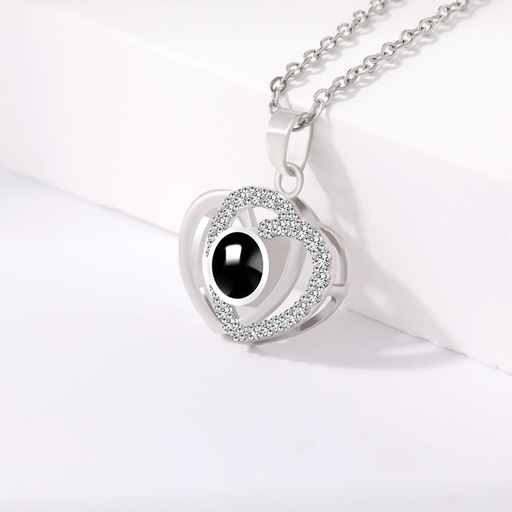 PX43 💖 Double Heart Custom Photo Projection Necklace – A Love That Shines Forever