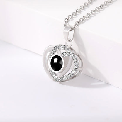 PX43 💖 Double Heart Custom Photo Projection Necklace – A Love That Shines Forever