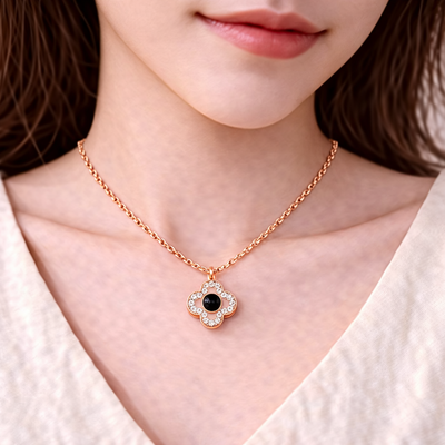PX46 - Eternal Blossom Photo Projection Necklace – Rose Gold and White Gold