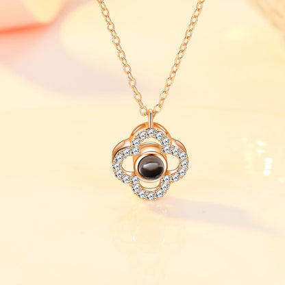 PX46 🌸 Eternal Blossom Photo Projection Necklace – Rose Gold