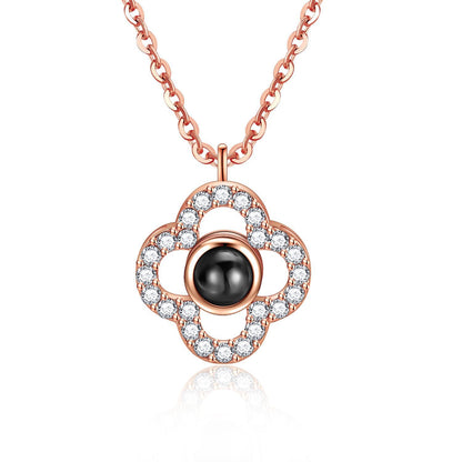 PX46 🌸 Eternal Blossom Photo Projection Necklace – Rose Gold