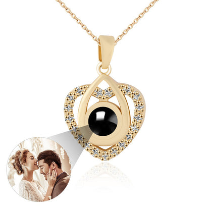 PX47 Custom Photo Projection Necklace – Golden Heart Design