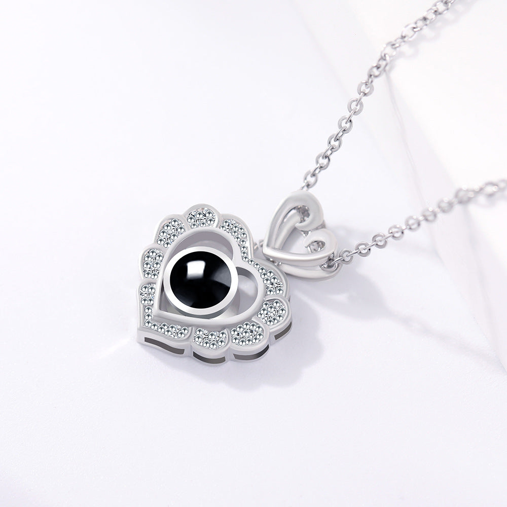 PX49 💖 Heartfelt Projection Necklace – Eternal Love in a Tiny Light