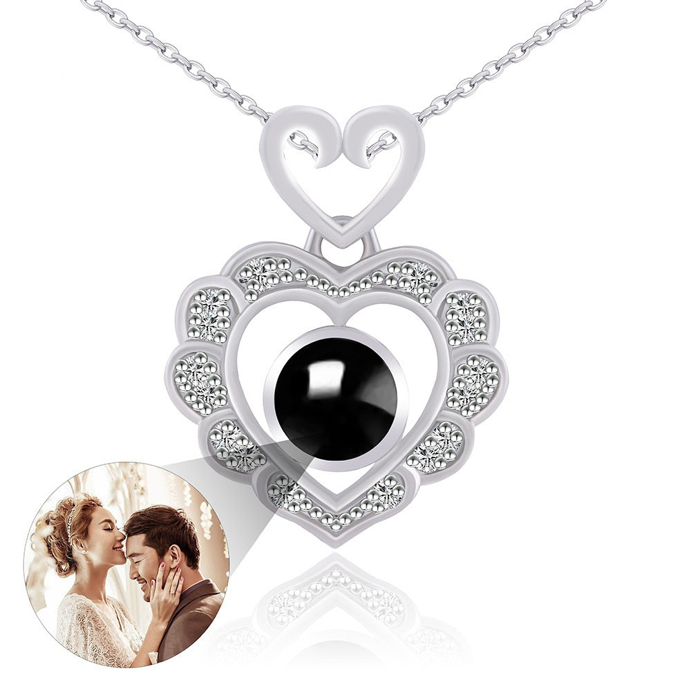 PX49 💖 Heartfelt Projection Necklace – Eternal Love in a Tiny Light
