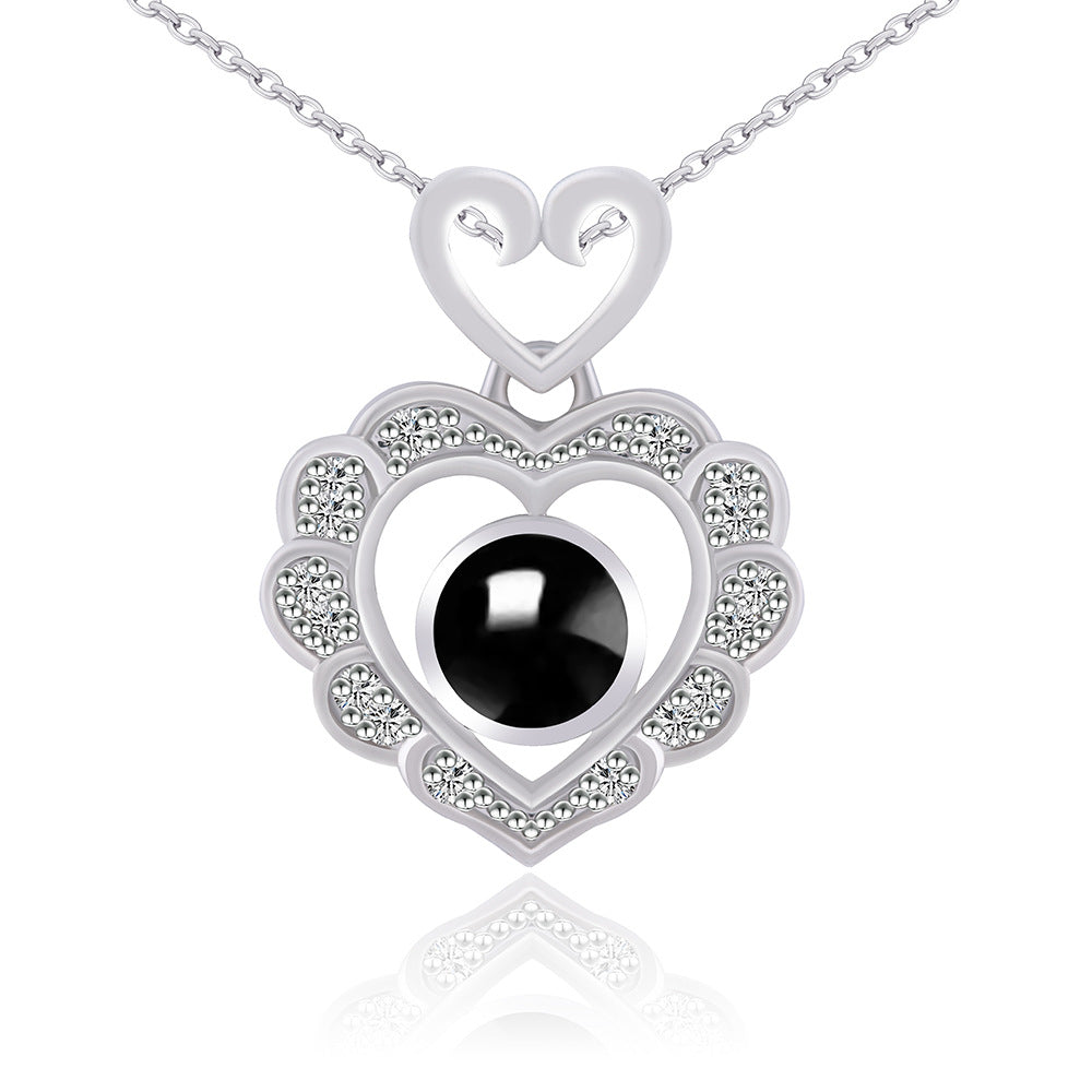 PX49 💖 Heartfelt Projection Necklace – Eternal Love in a Tiny Light