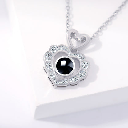 PX49 💖 Heartfelt Projection Necklace – Eternal Love in a Tiny Light
