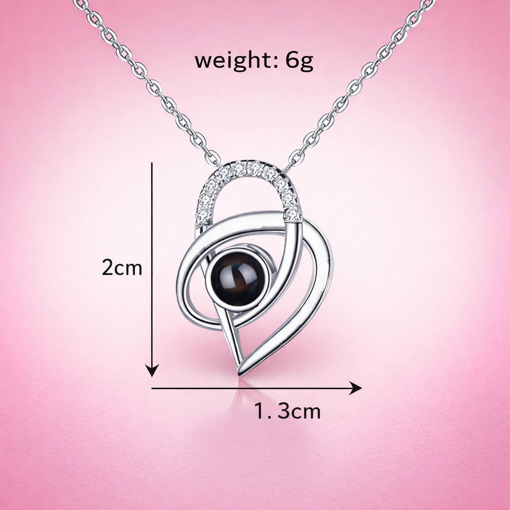PX58 - Intertwined Heart Photo Projection Necklace