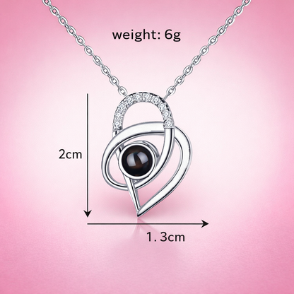 PX58 - Intertwined Heart Photo Projection Necklace