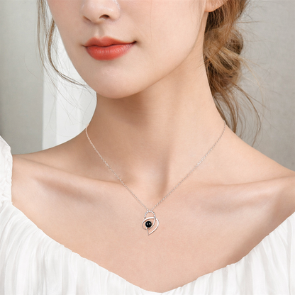 PX58 - Intertwined Heart Photo Projection Necklace