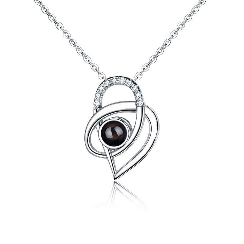 PX58 - Intertwined Heart Photo Projection Necklace