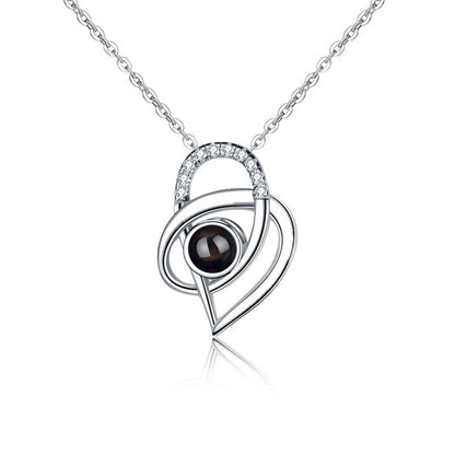 PX58 - Intertwined Heart Photo Projection Necklace
