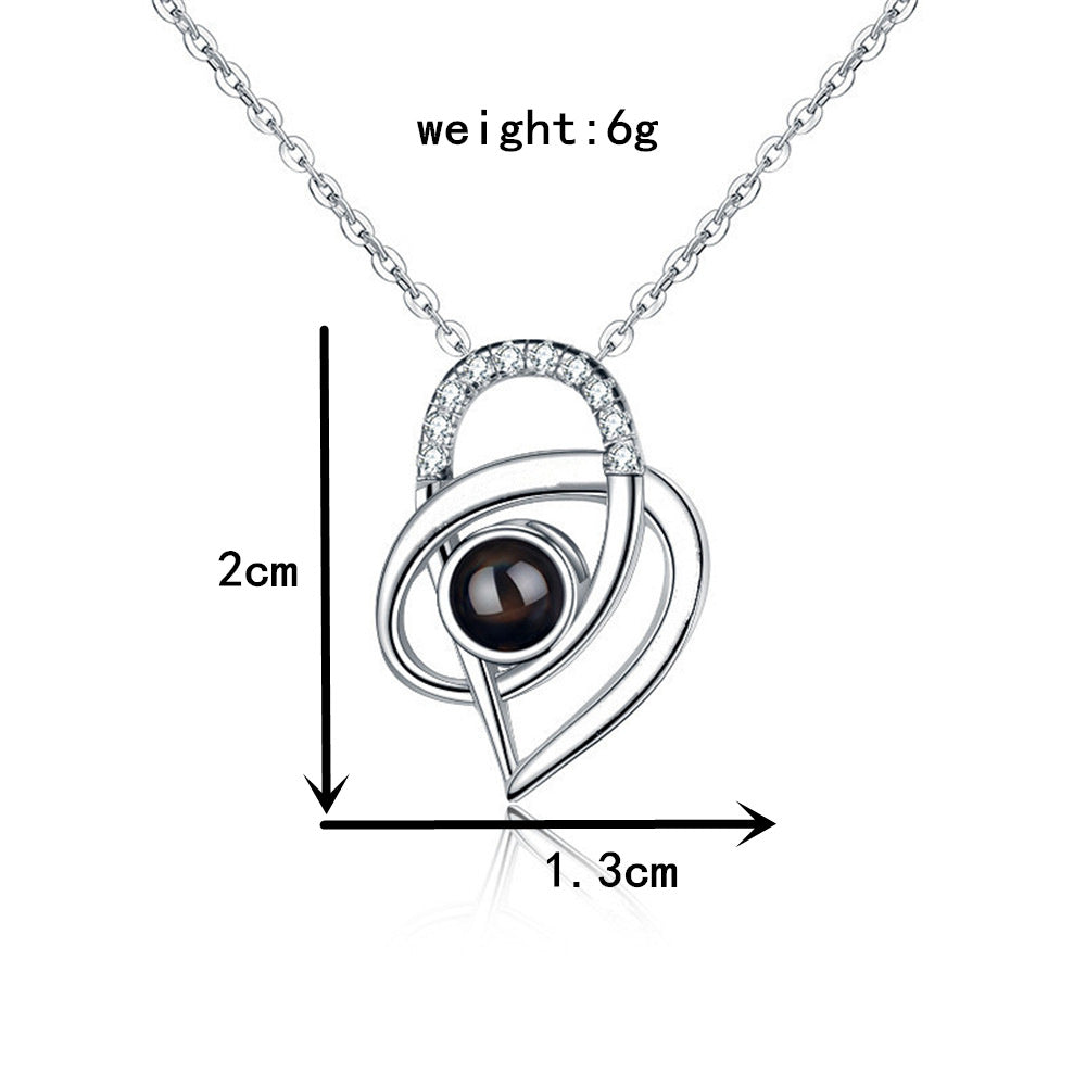 PX58 - Intertwined Heart Photo Projection Necklace