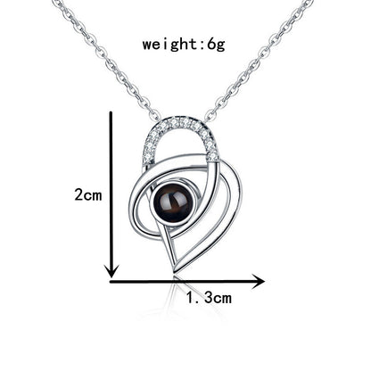 PX58 - Intertwined Heart Photo Projection Necklace