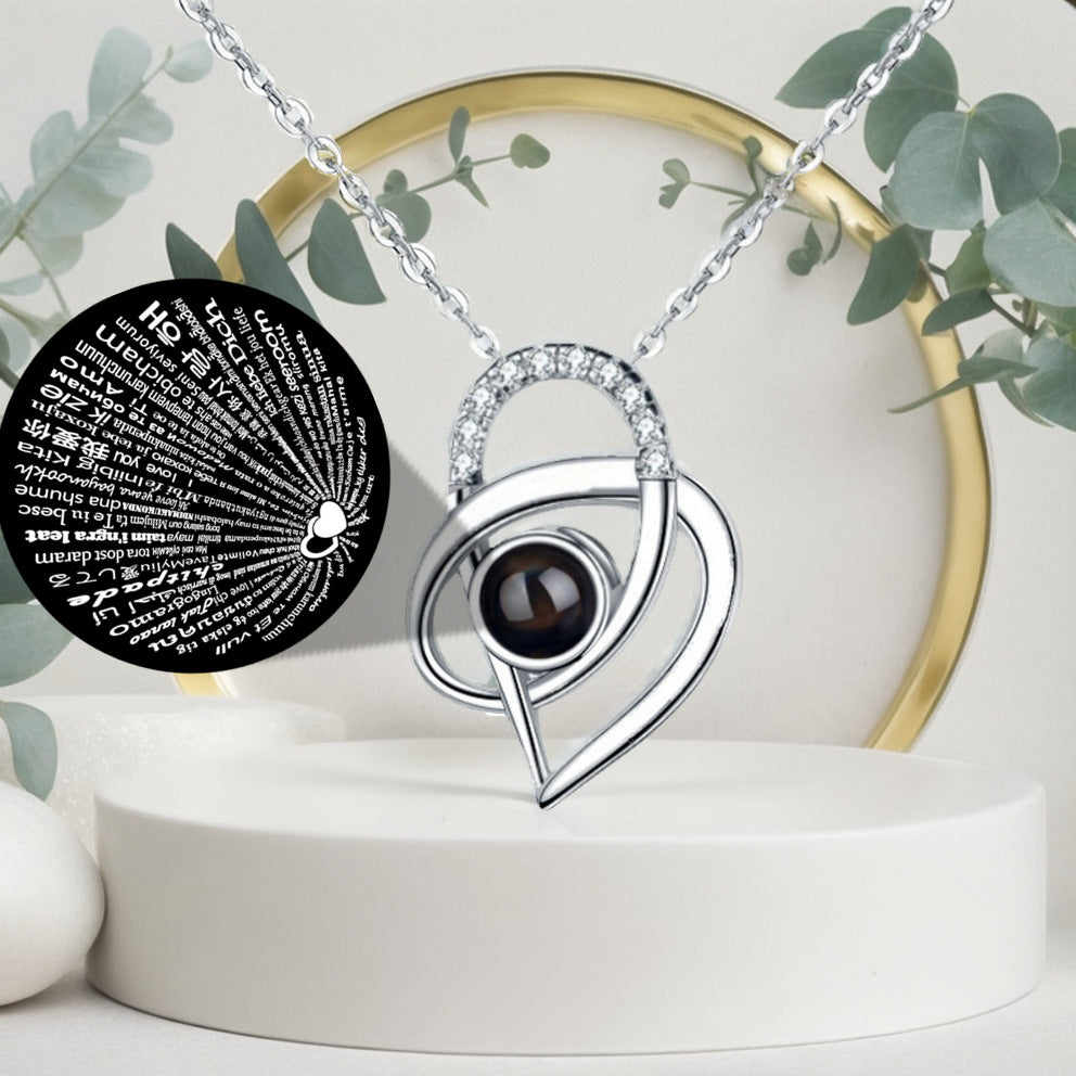 PX58 - Intertwined Heart Photo Projection Necklace