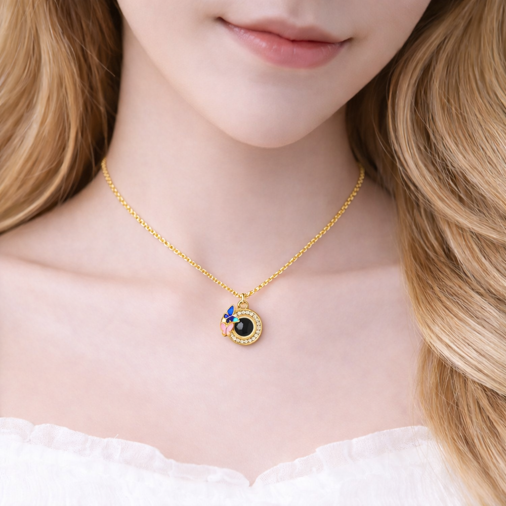 PX59 - Butterfly Halo Photo Projection Necklace