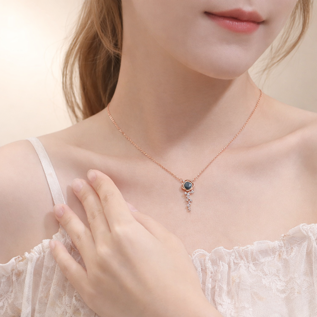 PX61 Rose Key Photo Projection Necklace