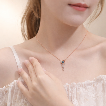 PX61 Rose Key Photo Projection Necklace