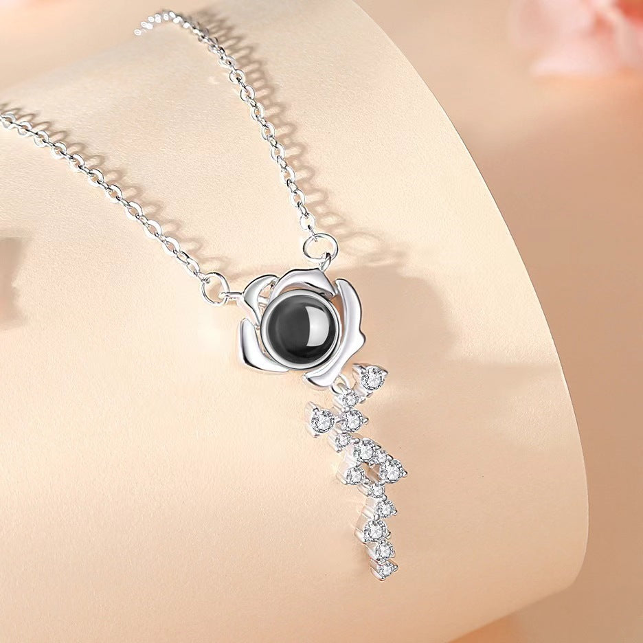 PX61 Rose Key Photo Projection Necklace