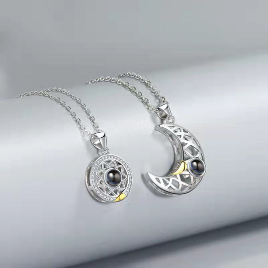 PX06 - Sun & Moon Custom Projection Necklace Set – Symbol of Eternal Connection