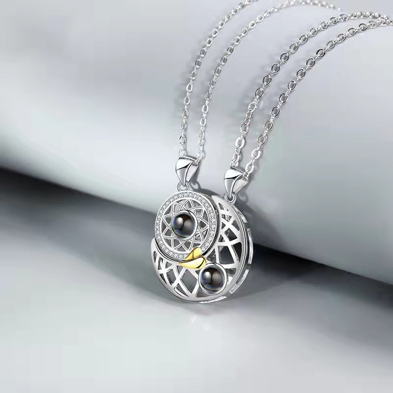 PX06 - Sun & Moon Custom Projection Necklace Set – Symbol of Eternal Connection