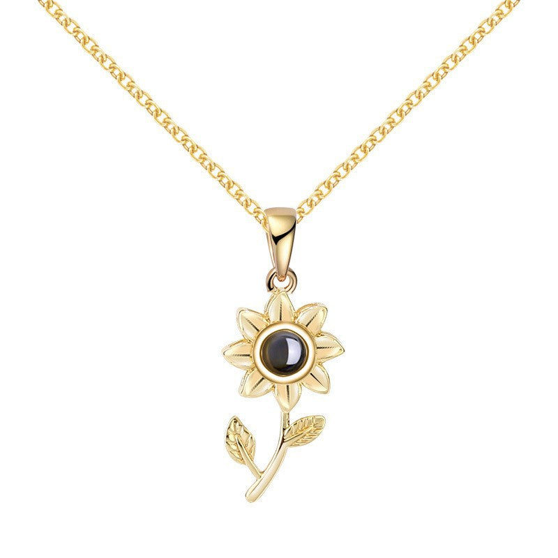 PX07 - Custom Sunflower Projection Necklace – Hidden Photo Inside (Multiple Color Options)