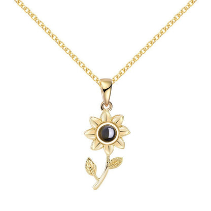PX07 - Custom Sunflower Projection Necklace – Hidden Photo Inside (Multiple Color Options)