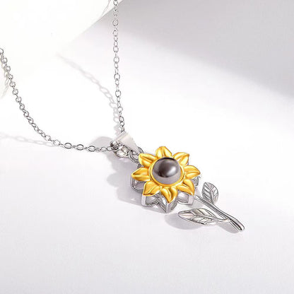 PX07 - Custom Sunflower Projection Necklace – Hidden Photo Inside (Multiple Color Options)