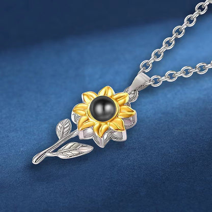 PX07 - Custom Sunflower Projection Necklace – Hidden Photo Inside (Multiple Color Options)