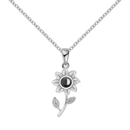 PX07 - Custom Sunflower Projection Necklace – Hidden Photo Inside (Multiple Color Options)