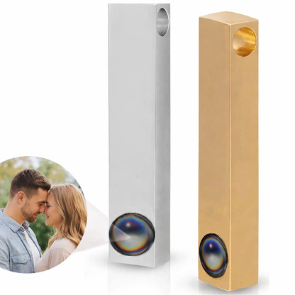 PX94 - Custom Engraved Photo Projection Bar Necklace / Keychain