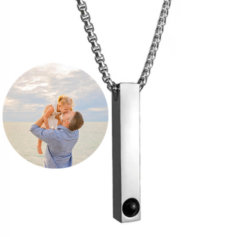 PX94 - Custom Engraved Photo Projection Bar Necklace / Keychain