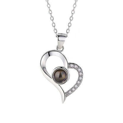 PX09 - Curved Heart Projection Necklace – Custom Hidden Photo Pendant (Silver & Rose Gold)