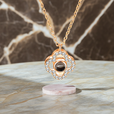 PX46 - Eternal Blossom Photo Projection Necklace – Rose Gold and White Gold