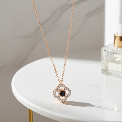 PX46 - Eternal Blossom Photo Projection Necklace – Rose Gold and White Gold
