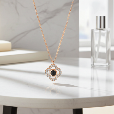 PX46 - Eternal Blossom Photo Projection Necklace – Rose Gold and White Gold
