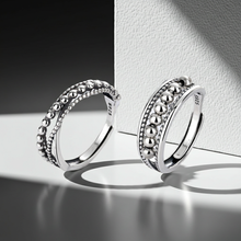 CC09 - 925 Sterling Silver Beaded Open Ring Set (Pair) – Adjustable Minimalist Couple Rings