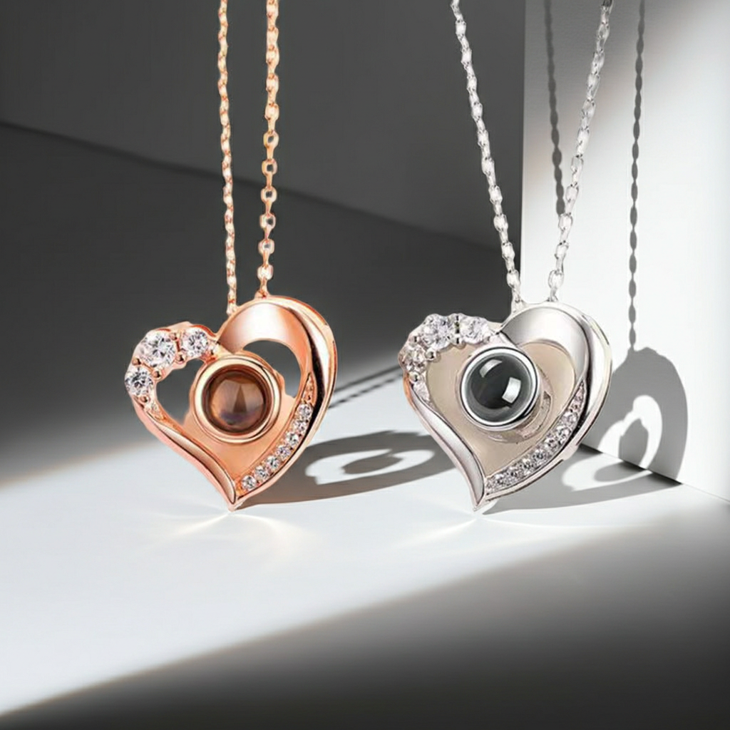 PX16 - Eternal Love Hidden Photo Necklace – Heart Design (Gold / Silver)