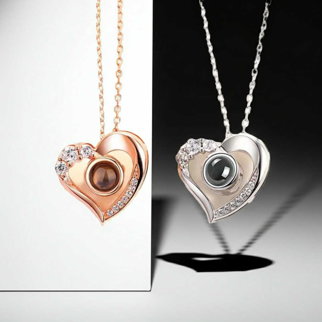PX16 - Eternal Love Hidden Photo Necklace – Heart Design (Gold / Silver)