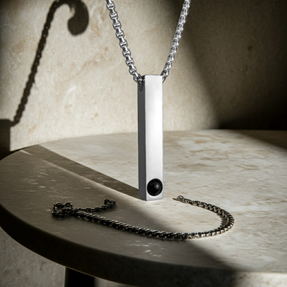 PX94 - Custom Engraved Photo Projection Bar Necklace / Keychain