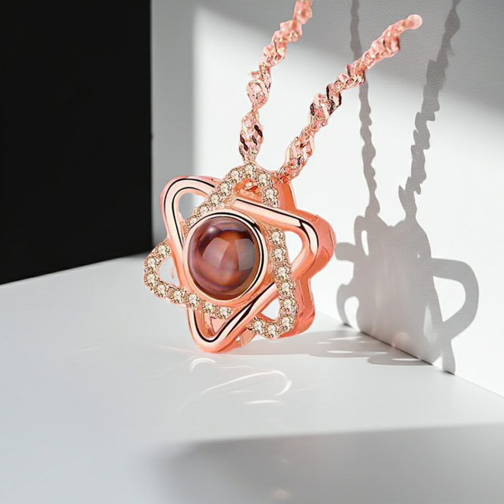 PX02 - Personalized Photo Projection Heart Necklace – Rose Gold, Silver, and Gold Colour