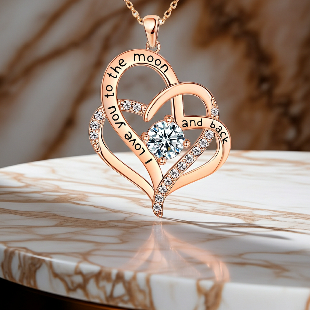 GP08 - "I Love You to the Moon and Back" Heart Necklace