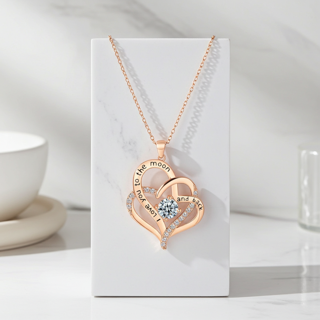 GP08 - "I Love You to the Moon and Back" Heart Necklace
